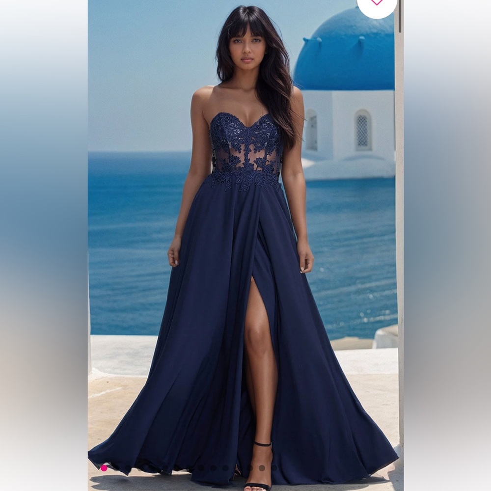 Sheer-Bodice Long PromGirl Sweetheart Prom Dress